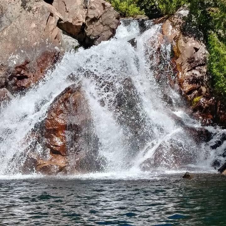 Waterfall in Blue Lagoon in Kukagami Lake Ontario